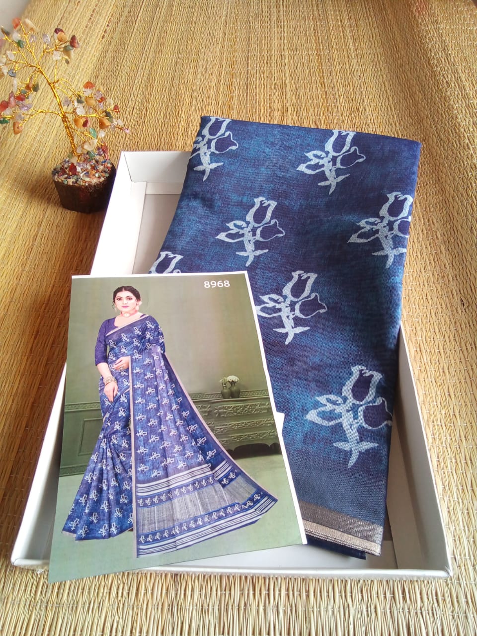 Indigo Chanderi Cotton Saree